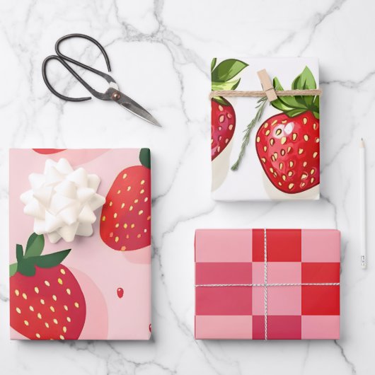 Summer Sweet Strawberry Geschenkpapier Set (Vorderseite)