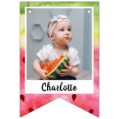 Summer Sweet Watermelon Geburtstag 3 Foto Wimpelkette (Erste Fahne)