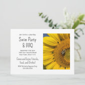 Summer Swim Party Grill Rustikale Sonnenblume Einladung (Stehend Vorderseite)