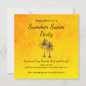 Summer Swim Pool Party Tropical Palm Trees Gold Einladung (Vorderseite)