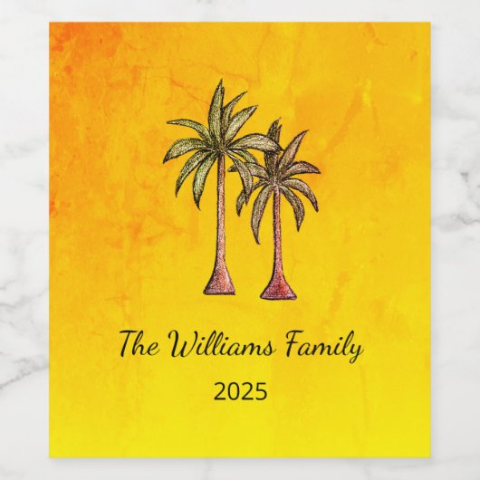Summer Swim Pool Party Tropical Palm Trees Gold Weinetikett (Einzelnes Label)