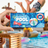 Summer Swimming Pool Party Tropical Birthday Blue Einladung