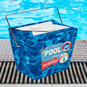 Summer Swimming Pool Party Tropical Birthday Blue Geschenkschachtel