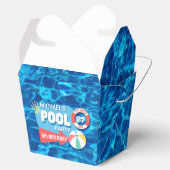 Summer Swimming Pool Party Tropical Birthday Blue Geschenkschachtel (Geöffnet)