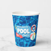 Summer Swimming Pool Party Tropical Birthday Blue Pappbecher (Rückseite)
