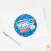 Summer Swimming Pool Party Tropical Birthday Blue Runder Aufkleber (Umschlag)