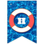 Summer Swimming Pool Party Tropical Birthday Blue Wimpelkette (Zweite Fahne)