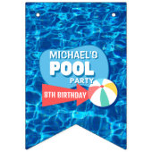 Summer Swimming Pool Party Tropical Birthday Blue Wimpelkette (Erste Fahne)