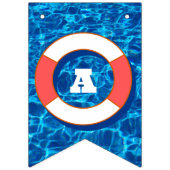 Summer Swimming Pool Party Tropical Birthday Blue Wimpelkette (Dritte Fahne)