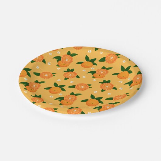 Summer Tangerines Pappteller (Schrägansicht)