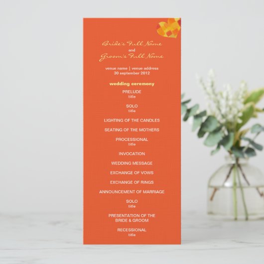 Summer Tango Wedding Programm (Stehend Vorderseite)