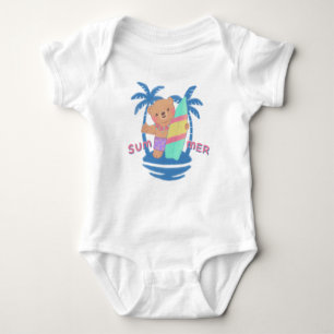 Summer Teddy Bear Surfer in Hawaii Baby Strampler