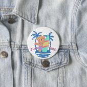 Summer Teddy Bear Surfer in Hawaii Button (Beispiel)