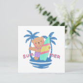 Summer Teddy Bear Surfer in Hawaii Dankeskarte (Stehend Vorderseite)