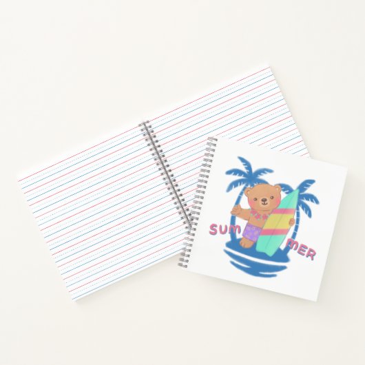 Summer Teddy Bear Surfer in Hawaii Notizblock (Innenseite)