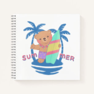 Summer Teddy Bear Surfer in Hawaii Notizblock