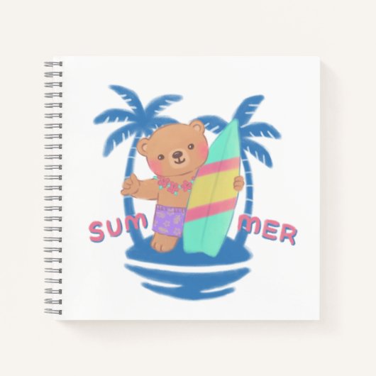 Summer Teddy Bear Surfer in Hawaii Notizblock (Vorderseite)