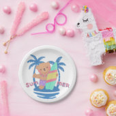 Summer Teddy Bear Surfer in Hawaii Pappteller (Party)