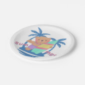 Summer Teddy Bear Surfer in Hawaii Pappteller (Schrägansicht)