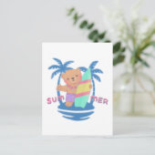 Summer Teddy Bear Surfer in Hawaii Postkarte (Stehend Vorderseite)