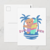 Summer Teddy Bear Surfer in Hawaii Postkarte (Vorne/Hinten)