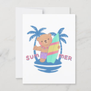 Summer Teddy Bear Surfer in Hawaii Postkarte