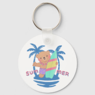 Summer Teddy Bear Surfer in Hawaii Schlüsselanhänger