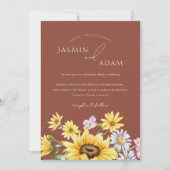 Summer Terracotta Sunflowers Monogram Wedding Einladung (Vorderseite)