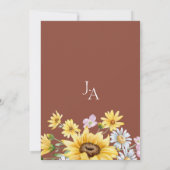 Summer Terracotta Sunflowers Monogram Wedding Einladung (Rückseite)