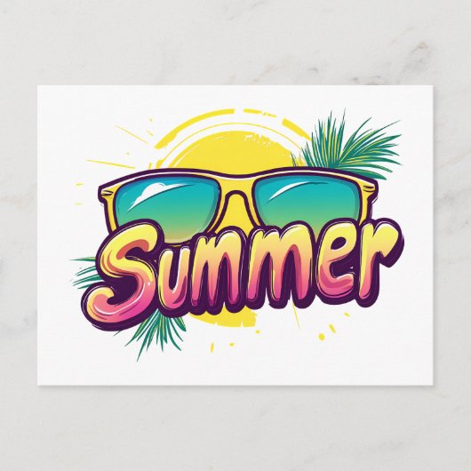 Summer Text - Farbenfrohe Sommersonnenbrille Postkarte (Vorderseite)