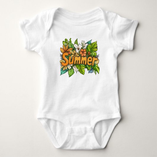 Summer Text - Summer Floral Design Baby Strampler (Vorderseite)