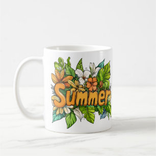 Summer Text - Summer Floral Design Kaffeetasse