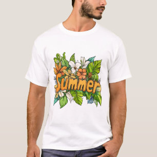 Summer Text - Summer Floral Design T-Shirt