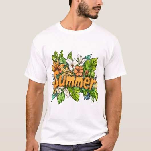 Summer Text - Summer Floral Design T-Shirt (Vorderseite)