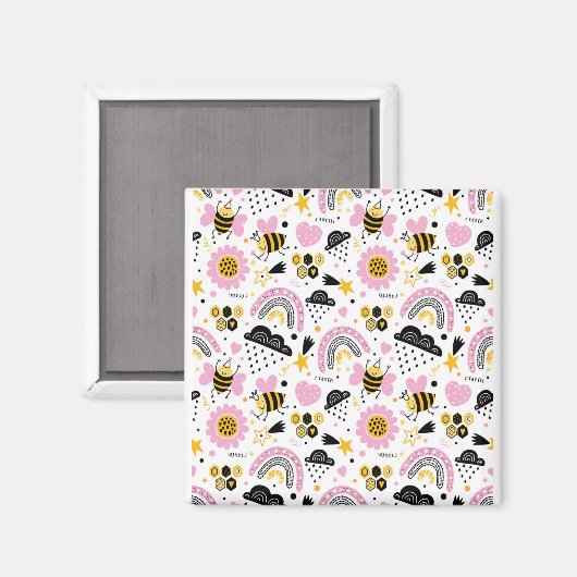 Summer Themed Bebe Rainbow Sun Design Magnet (Vorderseite/Rückseite)