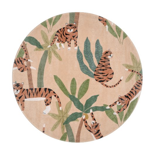 Summer Tigers Palm Trees Exotic Schneidebrett (Vorderseite)