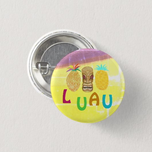 Summer Tiki Pineapple Luau Button (Vorne & Hinten)