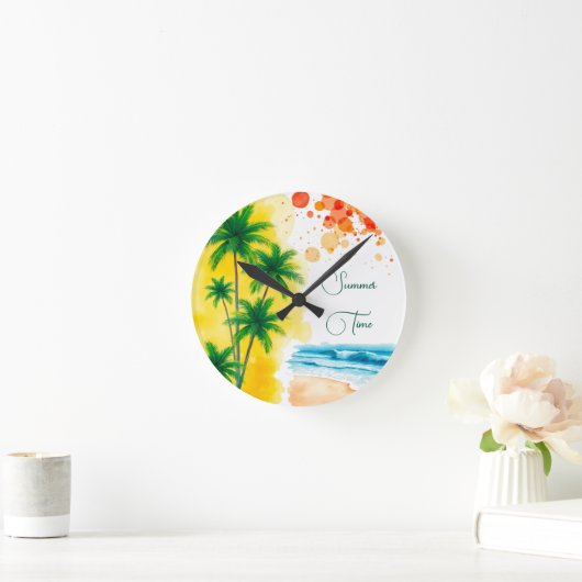 “Summer Time” beach design Round Clock Runde Wanduhr (Zuhause)