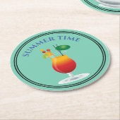 Summer Time Cocktail Drinks Alkohol Beach Bar Roun Runder Pappuntersetzer (Angewinkelt)