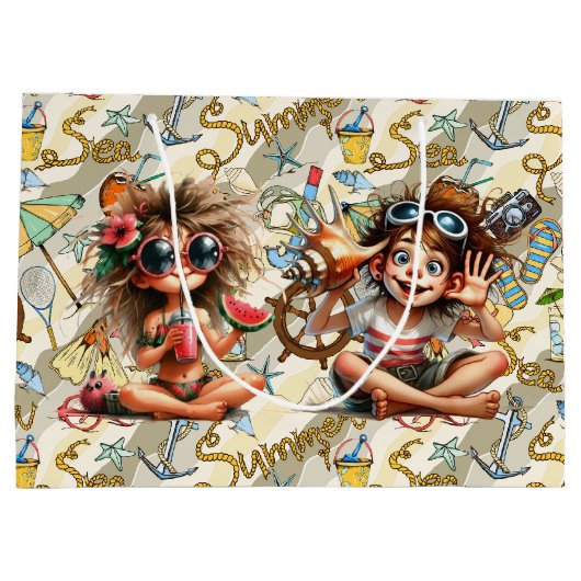 Summer Time Fun Wrapping Paper Große Geschenktüte (Rückseite)