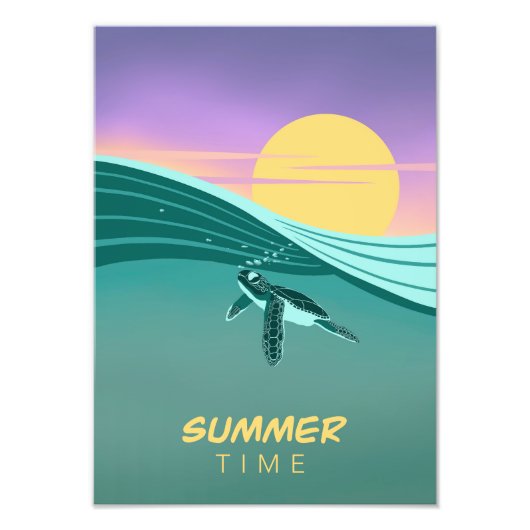 Summer-Time-Schildkrötenposter Fotodruck (Vorne)
