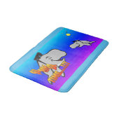 Summer Time Whales Cartoon Turqoise Bathmat Badematte (Schrägansicht)