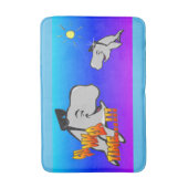 Summer Time Whales Cartoon Turqoise Bathmat Badematte (Vorderseite Vertikal)