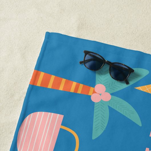Summer Travel Thema Niedlich Blue Personalisiert Strandtuch (Beispiel)