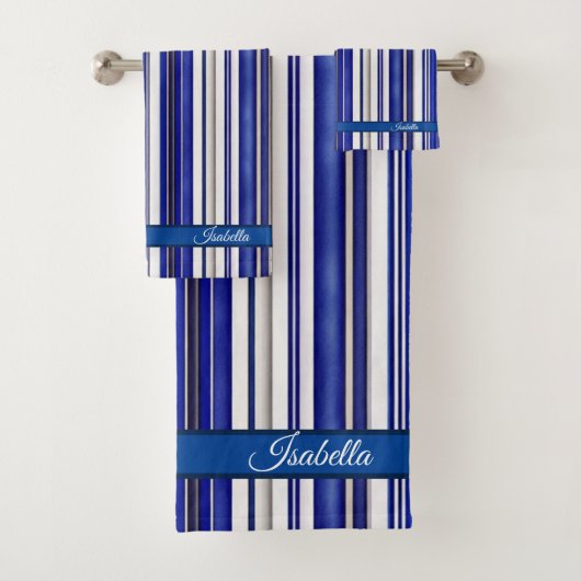 Summer trendy Navy Blue Boat Stripes Collection Badhandtuch Set (Insitu)