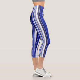 Summer trendy Navy Blue Boat Stripes Collection Capri Leggings