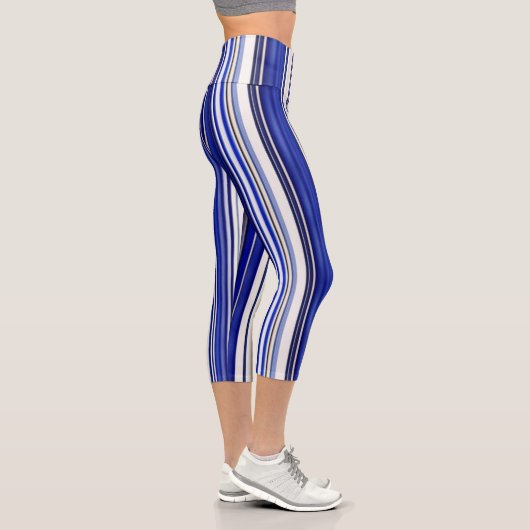 Summer trendy Navy Blue Boat Stripes Collection Capri Leggings (Rechts)