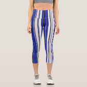Summer trendy Navy Blue Boat Stripes Collection Capri Leggings (Vorderseite)