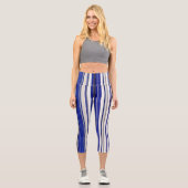 Summer trendy Navy Blue Boat Stripes Collection Capri Leggings (Vorderseite)