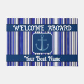Summer trendy Navy Blue Boat Stripes Collection Fußmatte (Vorderseite)